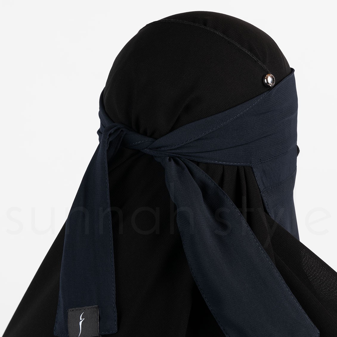 Sunnah Style No-Pinch One Layer Niqab Navy Blue